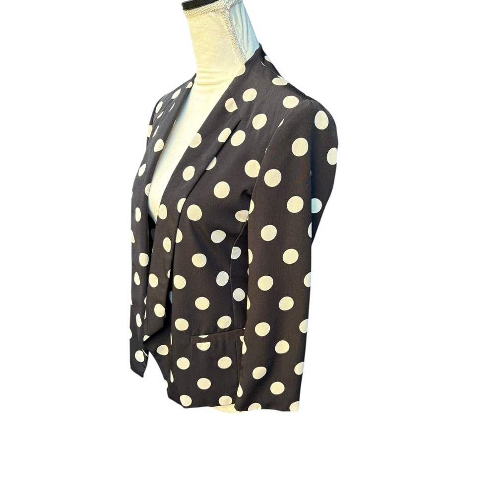 Anthropologie Corey Lynn Calter Polka Dot Point Open Gront 3/4 Sleeve Blazer - 2 - Picture 5 of 10